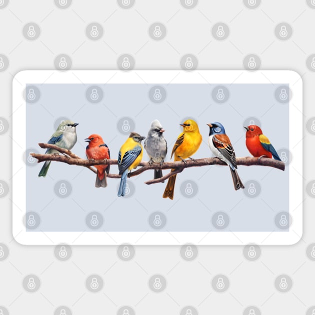 Backyard Bird Watcher Birder Songbirds on a Branch Sticker by Pine Hill Goods